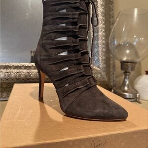 Joie Jelka Suede Lace-Up Booties — Dark Grey — Size 8 — NWT